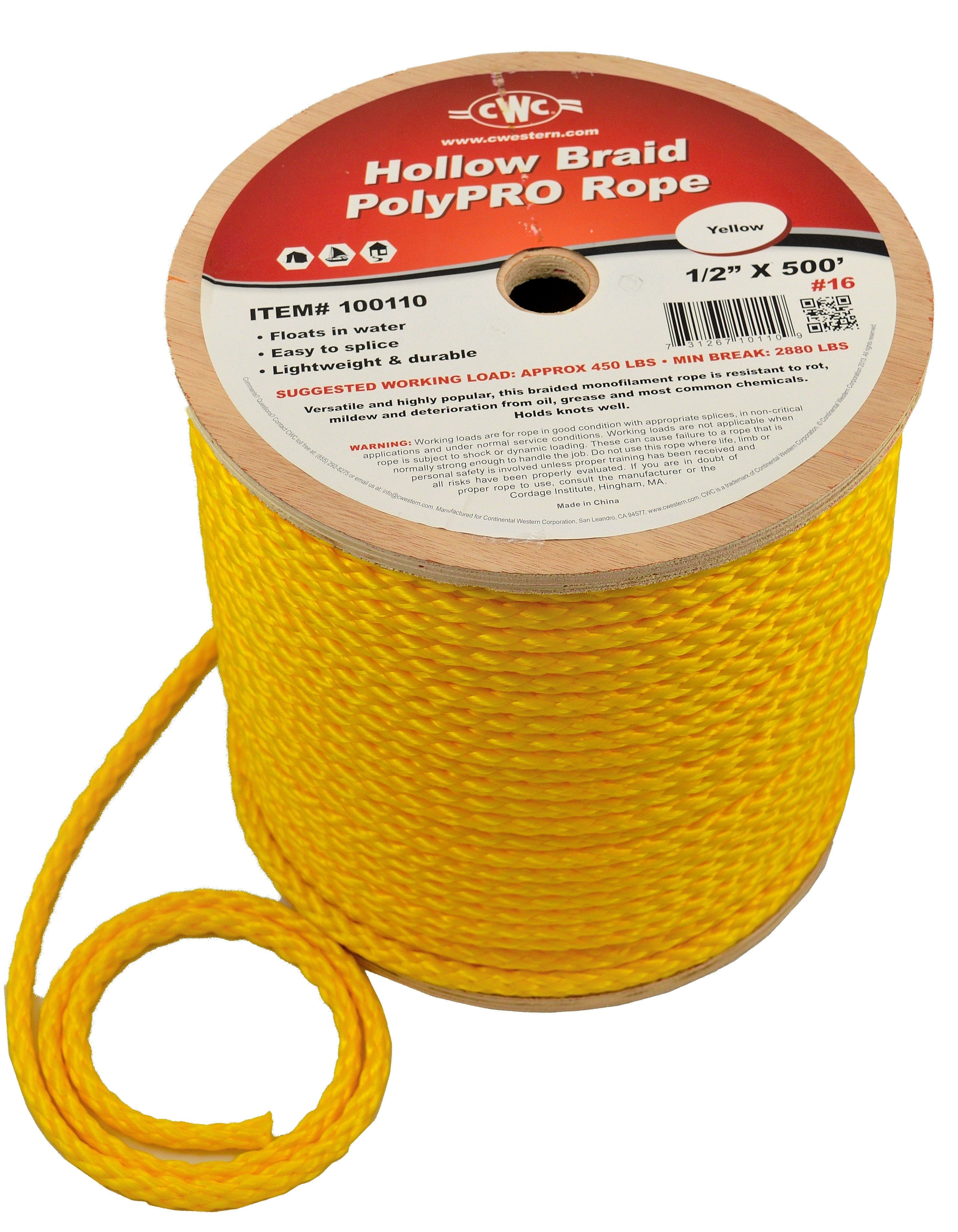 CWC Polypro Hollow Braid Rope – Continental Western | Fisherman's marine