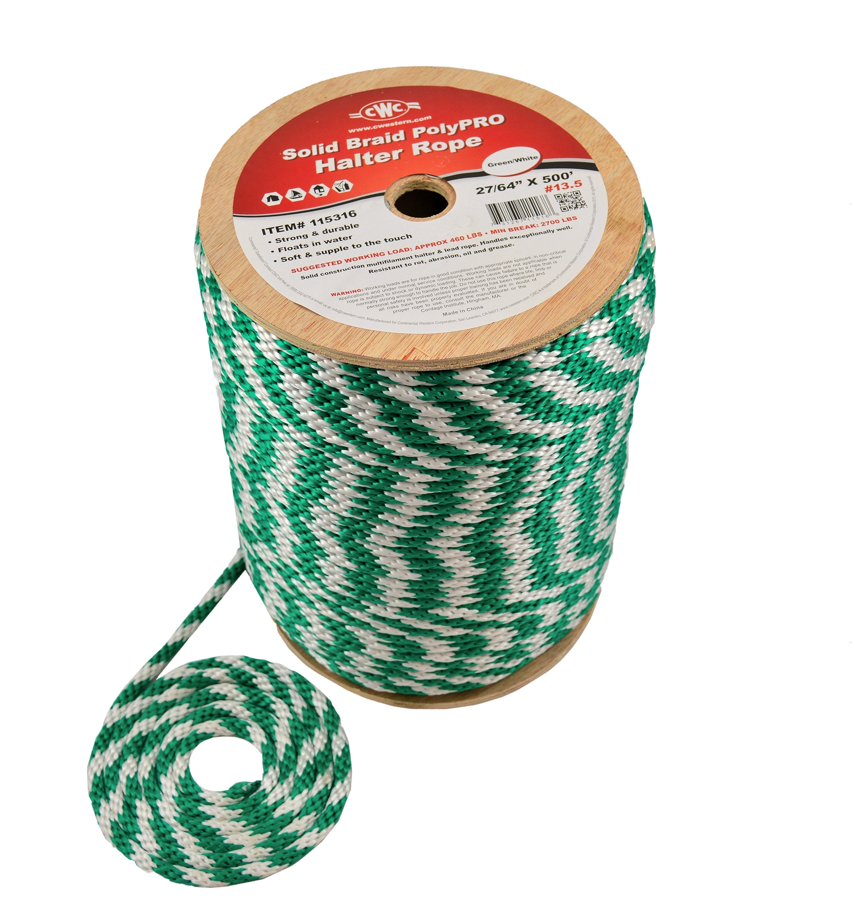 CWC Solid Braid PolyPRO Halter Derby Rope