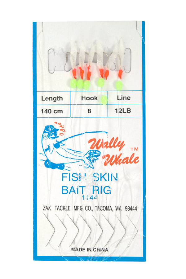 Wally Whale Fish Skin Herring and Smelt Bait Rig - Fish Skin/Glow Beads,  55in